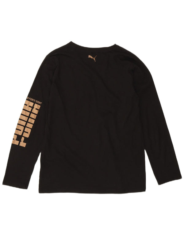 PUMA Girls Graphic Top Long Sleeve 15-16 Years XL  Black Cotton