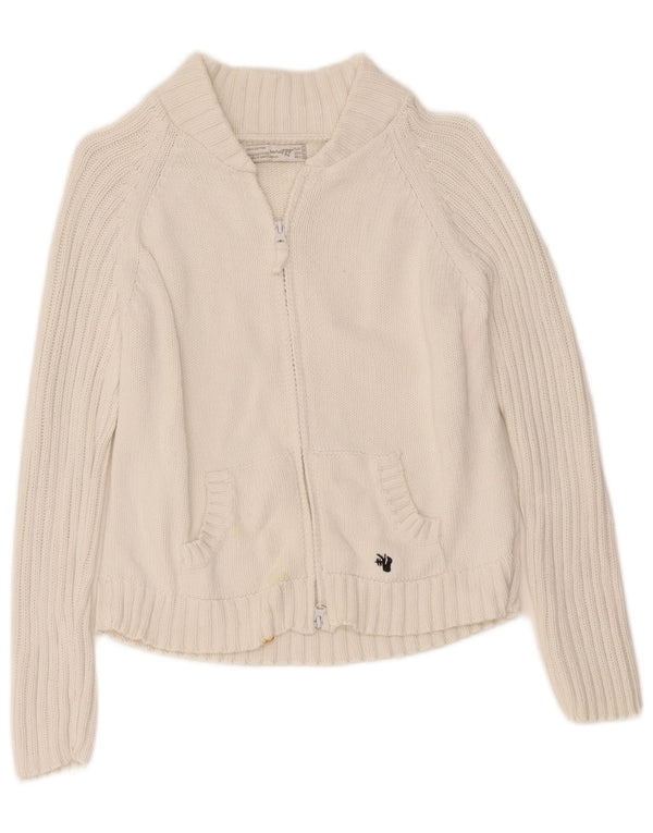 Zara Womens Trafaluc Crop Full Zip Cardigan Sweater UK 14 Large White