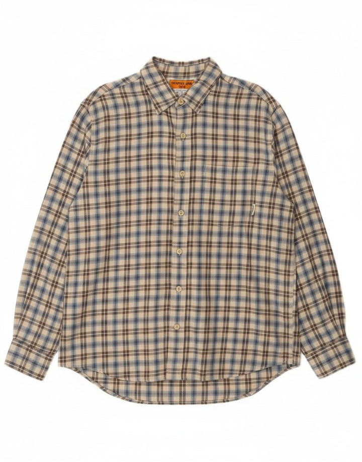 Timberland Mens Flannel Shirt Medium Beige Check Cotton