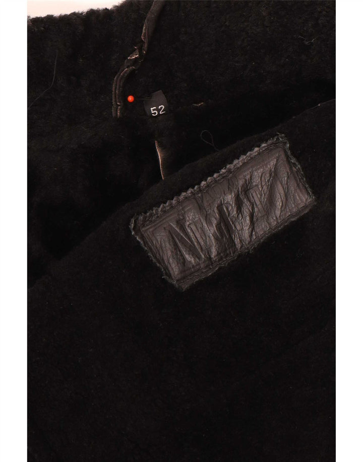Paolo Negrato Mens Shearling Jacket IT 52 XL Black Leather