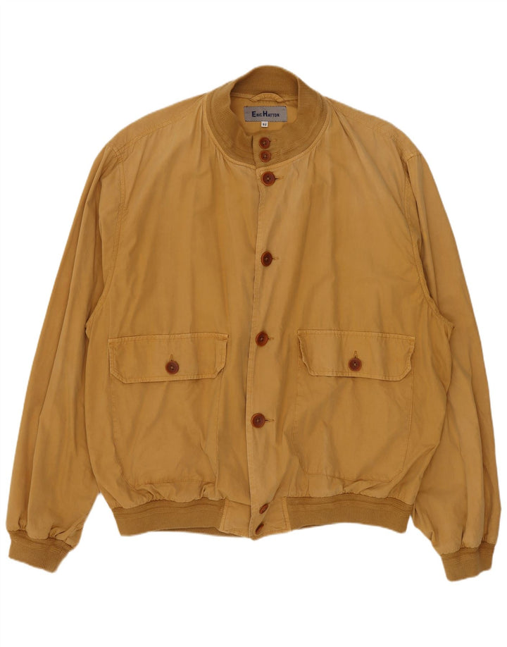 ERIC HATTON Mens Bomber Jacket IT 52 XL Brown Cotton