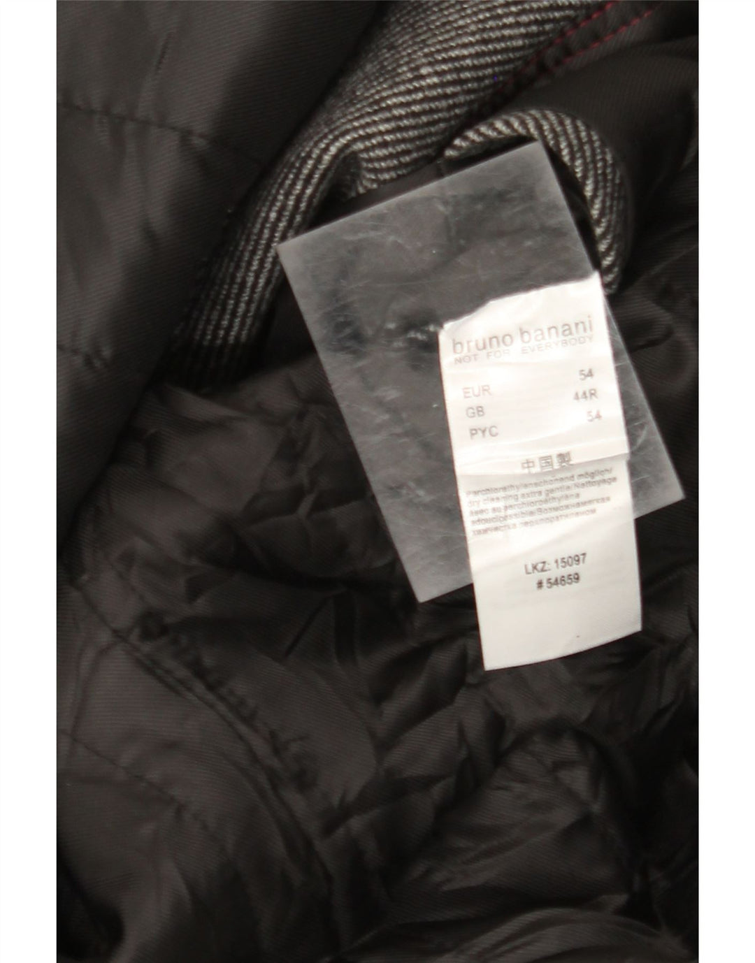 Bruno Banani Mens Overcoat UK 44 2XL Grey Pinstripe Wool