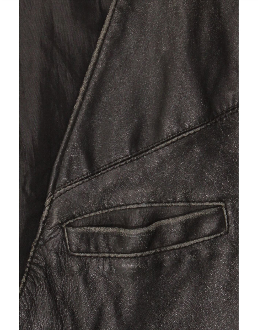 VINTAGE Mens Leather Waistcoat IT 52 Large Black Leather