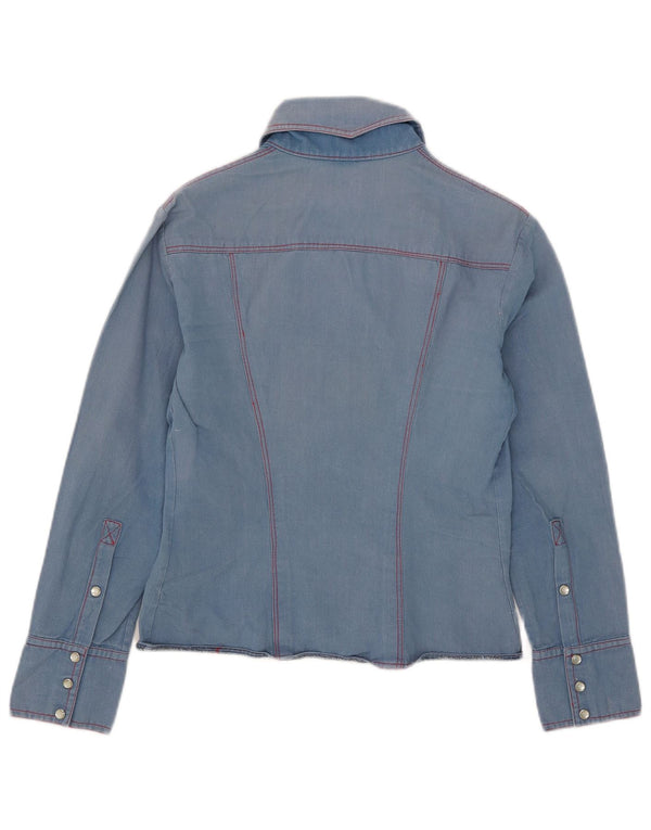 Vintage Womens Denim Shirt UK 10 Small Blue