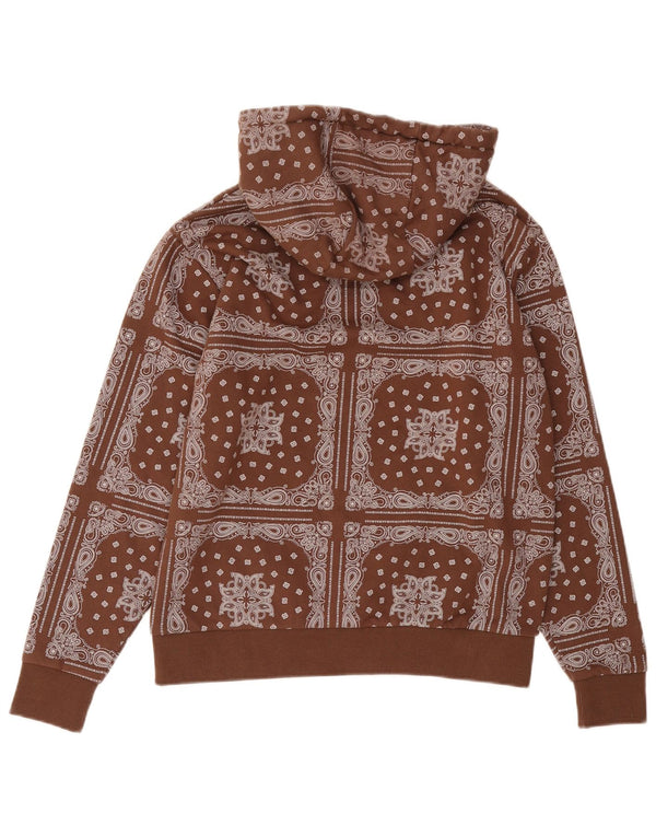 Karl Kani Mens Graphic Hoodie Jumper Small Brown Paisley Cotton