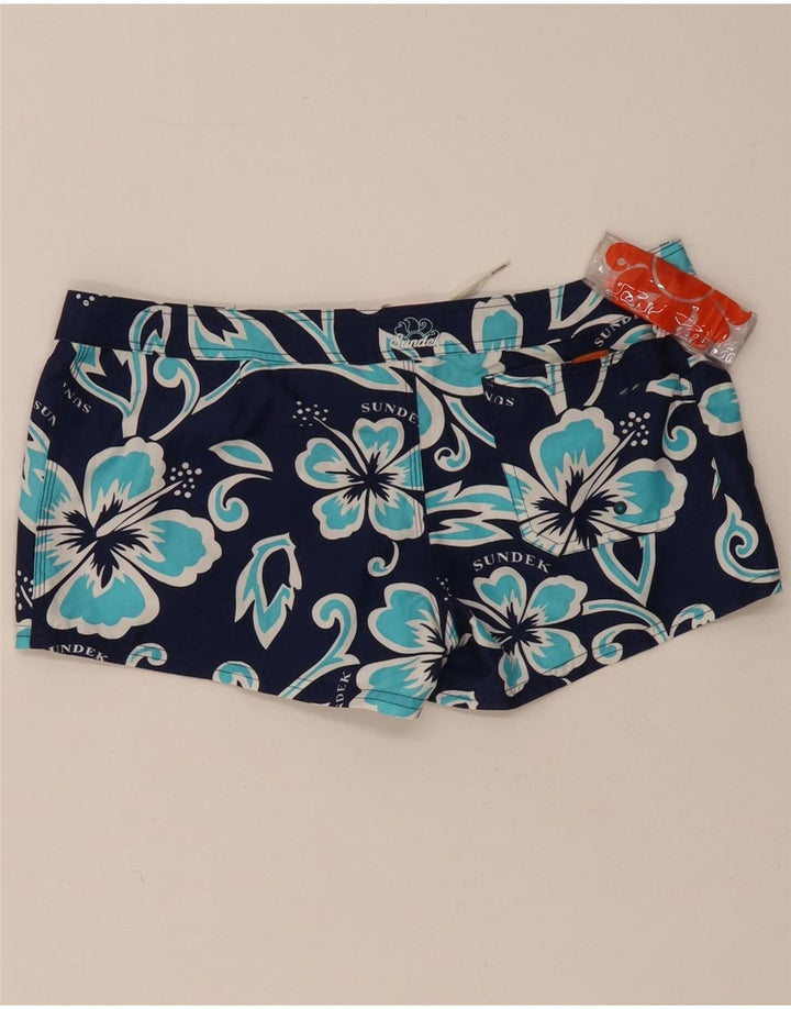 SUNDEK Womens Swimming Shorts US 2 XS  Navy Blue Floral Polyester