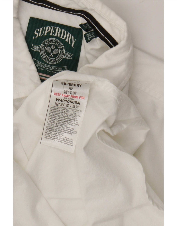 Superdry Womens Shirt UK 12 Medium White Cotton