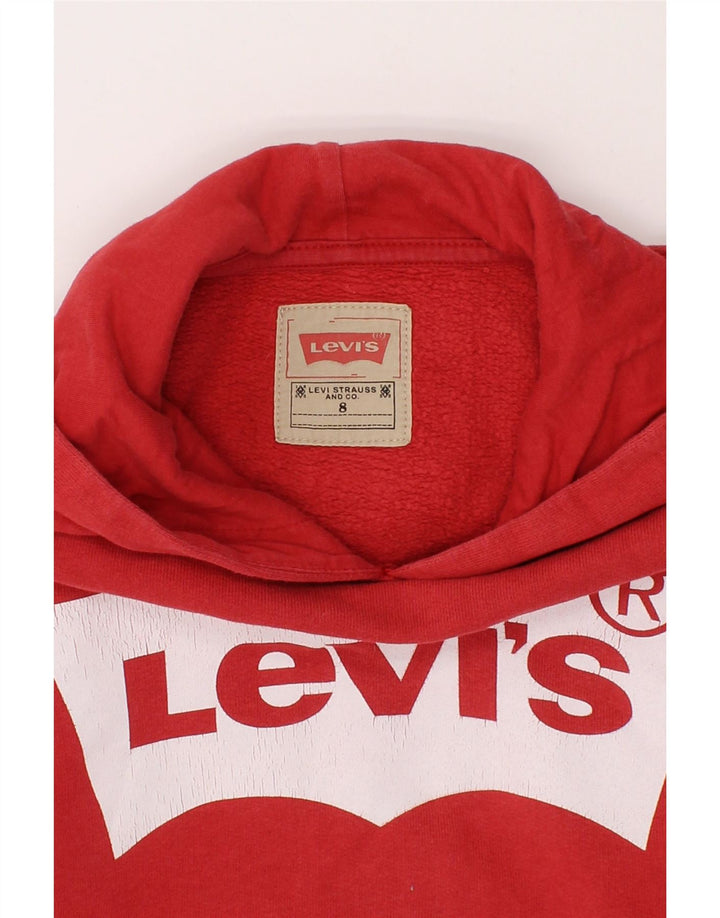 LEVI'S Boys Graphic Hoodie Jumper 7-8 Years Red Vintage Levi's and Second-Hand Levi's from Messina Hembry 