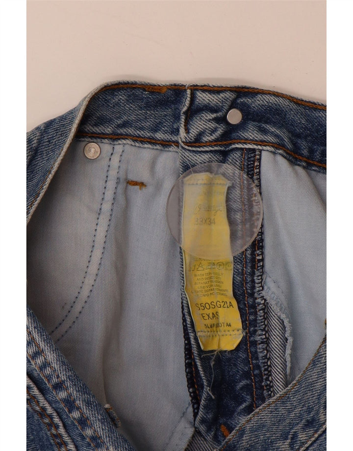 WRANGLER Mens Texas Straight Jeans W33 L30 Blue Cotton