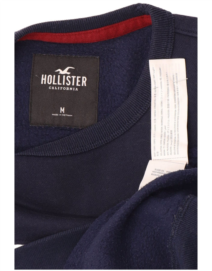 Hollister Mens Graphic Sweatshirt Jumper Medium Navy Blue Colourblock