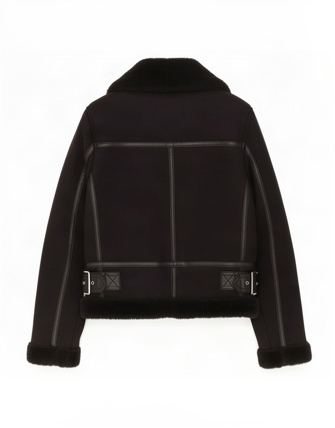 Zara Womens Sherpa Jacket UK 6 XS Black Polyester