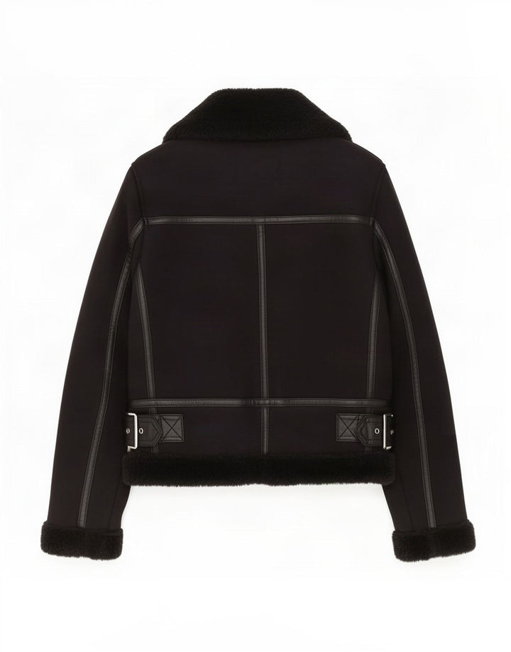 Zara Womens Sherpa Jacket UK 6 XS Black Polyester