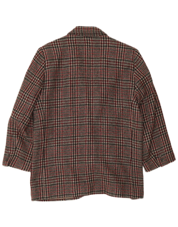 VINTAGE Womens Blazer Jacket UK 16 Large Multicoloured Houndstooth