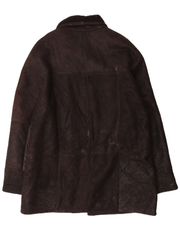 Paolo Negrato Mens Shearling Jacket IT 52 XL Black Leather
