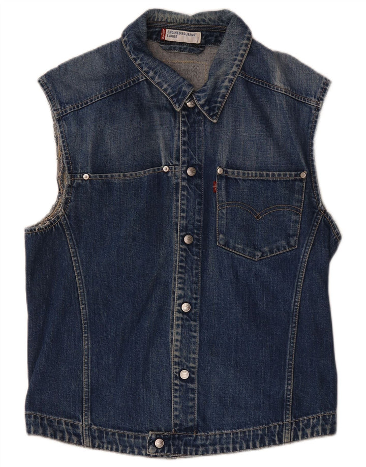 Levi's Mens Denim Gilet UK 40 Large Blue Cotton