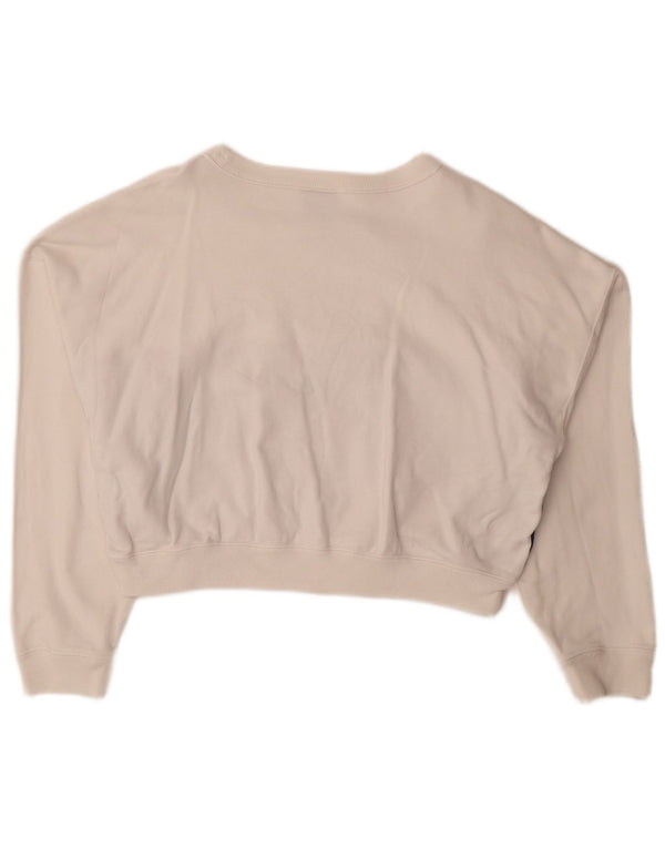 Champion Womens Crop Sweatshirt Jumper UK 14 Medium White Colourblock