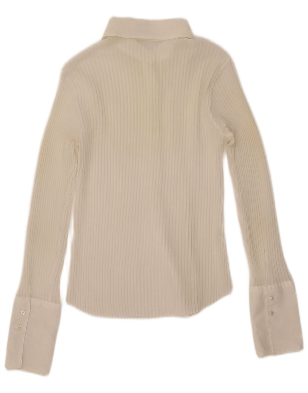 Benetton Womens See Through Oversized Shirt UK 6 XS Off White Polyester