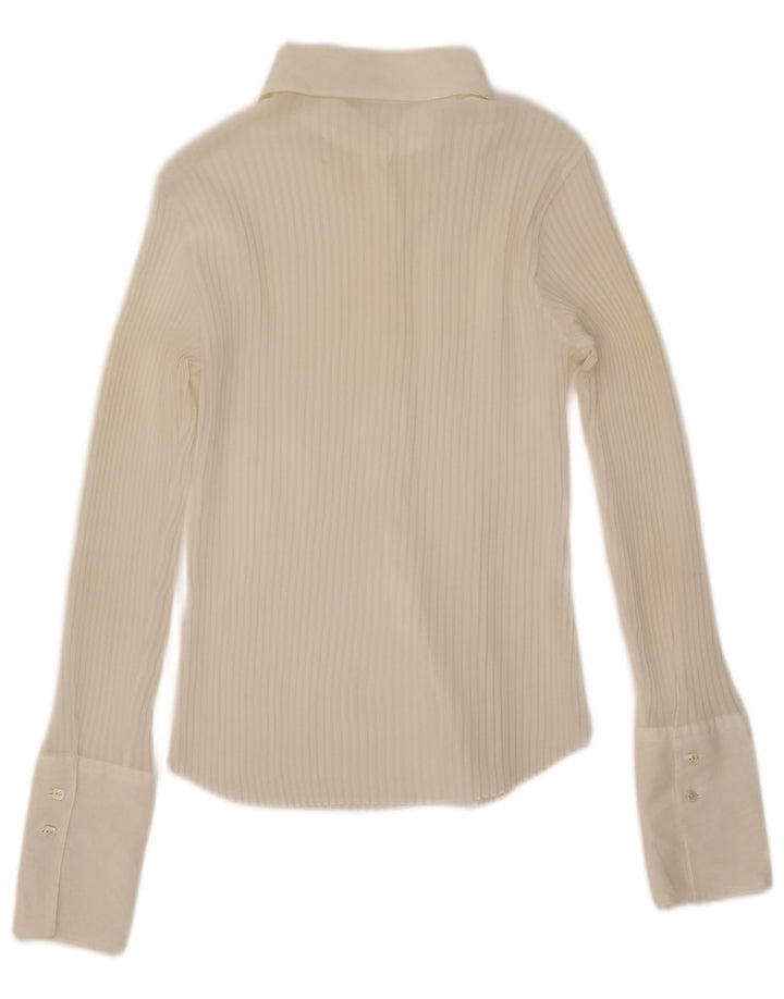 Benetton Womens See Through Oversized Shirt UK 6 XS Off White Polyester