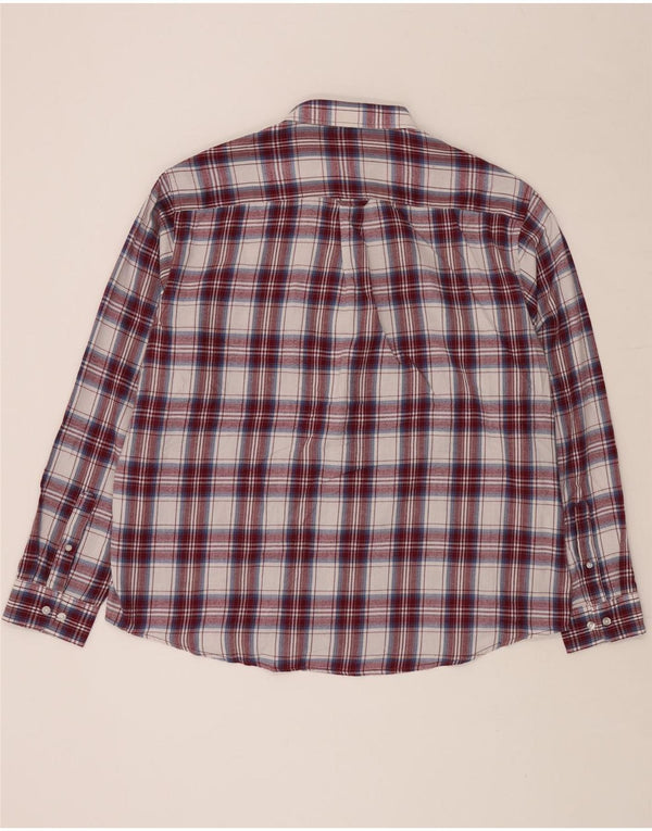 JAMES PRINGLE Mens Flannel Shirt 2XL Burgundy Check Polyester