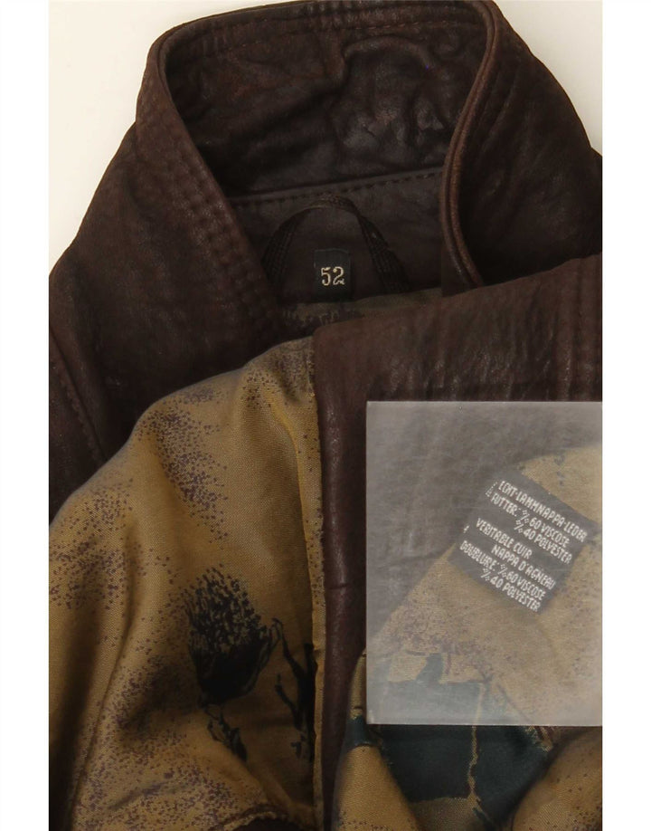 Vintage Mens Leather Jacket IT 52 XL Brown