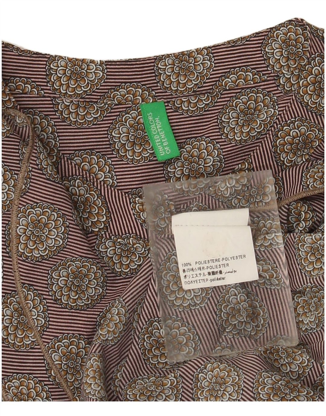 Benetton Womens Ruffle Front Blouse Top UK 14 Medium Grey Floral