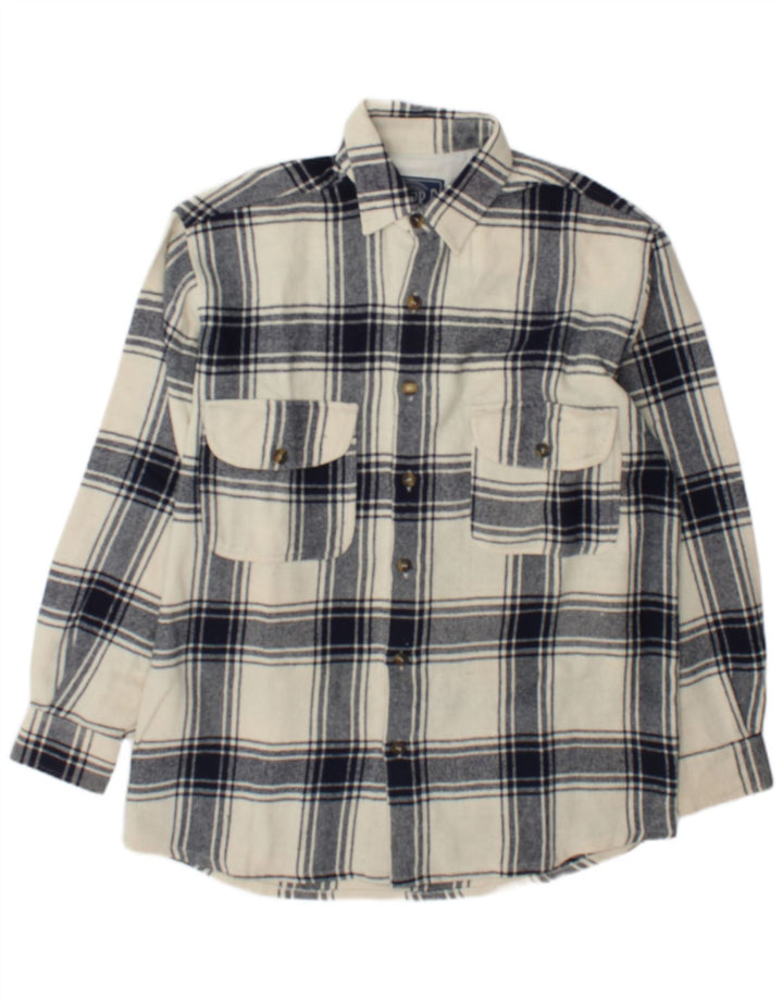 Junior.D Mens Flannel Shirt XL Off White Plaid