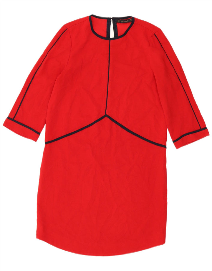 ZARA Womens Short Sleeves Shift Dress UK 10 Small Red
