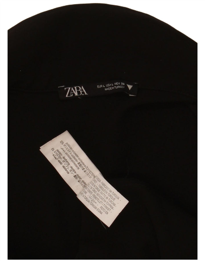 Zara Womens Polo Neck Bodysuit UK 14 Large Black Polyester