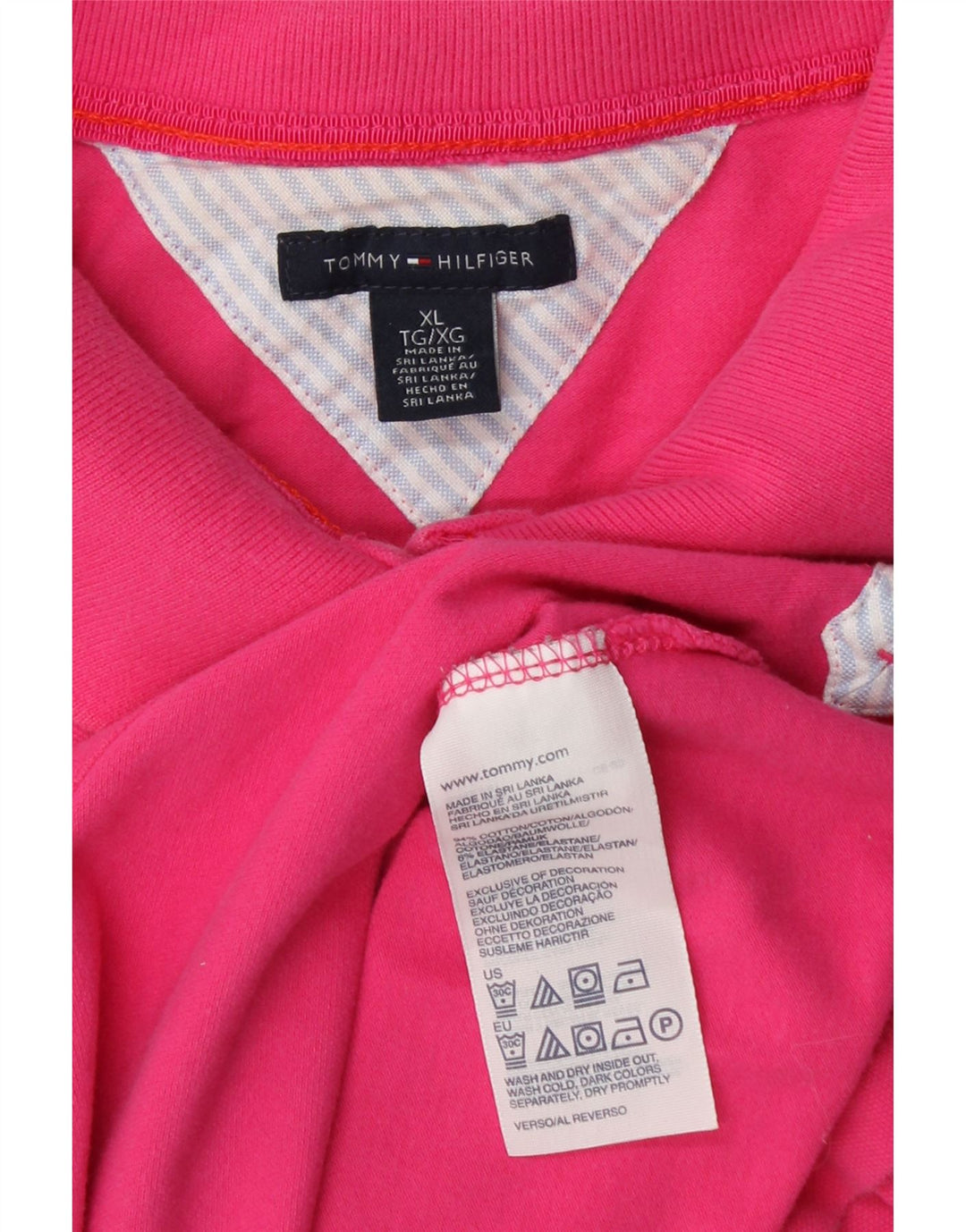 TOMMY HILFIGER Womens Polo Shirt UK 18 XL Pink Cotton