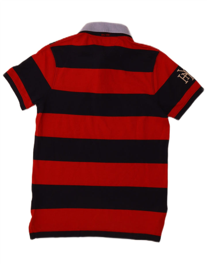TOMMY HILFIGER Mens Slim Fit Graphic Rugby Polo Shirt Medium Red Striped