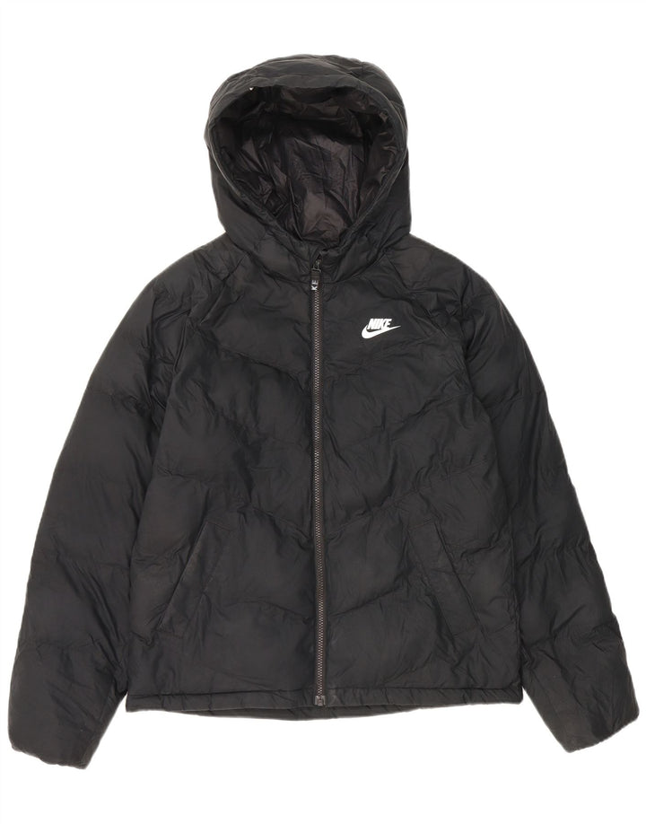 Nike Boys Hooded Padded Jacket 13-14 Years XL Black Polyester