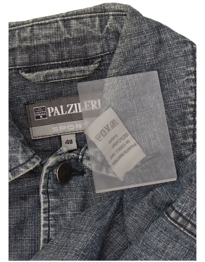 Pal Zileri Mens Denim Jacket IT 48 Medium Blue Cotton
