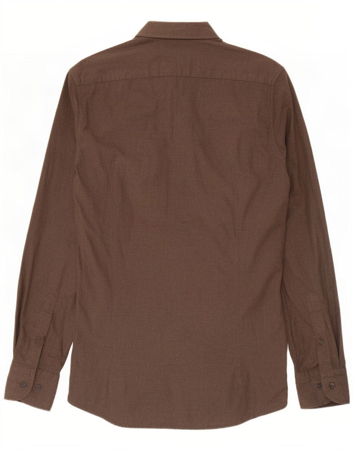 Massimo Dutti Mens Shirt Small Brown Cotton