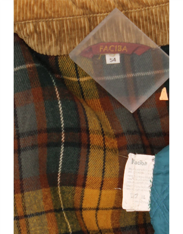 Faciba Mens Hooded Overcoat IT 54 2XL Khaki Polyester