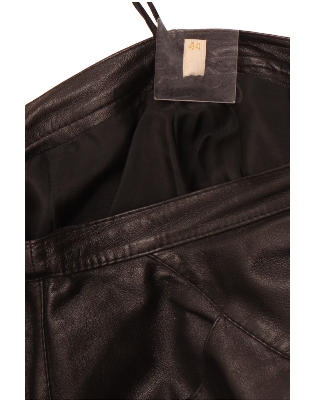 VINTAGE Womens Leather Skirt IT 44 Medium W32  Black