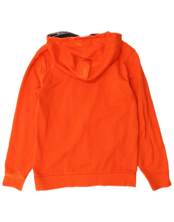 CHAMPION Boys Graphic Zip Hoodie Sweater 11-12 Years Large Orange Cotton