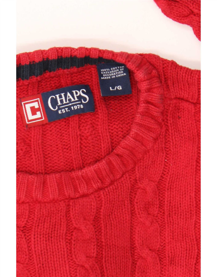 Chaps Mens Crew Neck Jumper Sweater Large Red Cotton