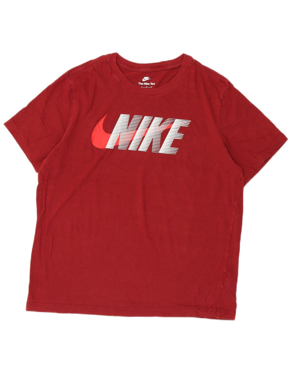 Nike Mens Graphic T-Shirt Top Large Burgundy Cotton
