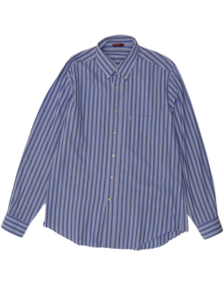 CARRERA Mens Shirt XL Blue Pinstripe Cotton