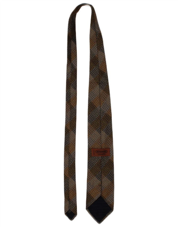 Missoni Mens Cravatte Tie One Size Brown Plaid Silk Designer