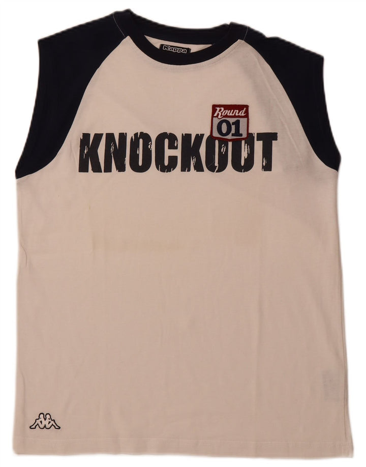 KAPPA Mens Graphic Vest Top Large White Colourblock Cotton