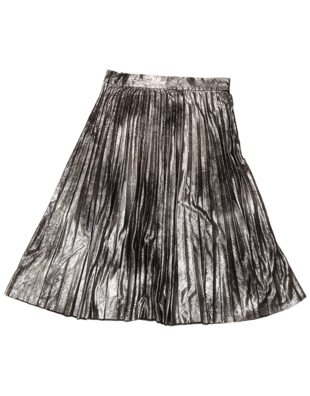 Zara Womens Knife Pleated Skirt Medium W28 Silver