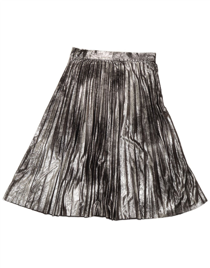 Zara Womens Knife Pleated Skirt Medium W28 Silver