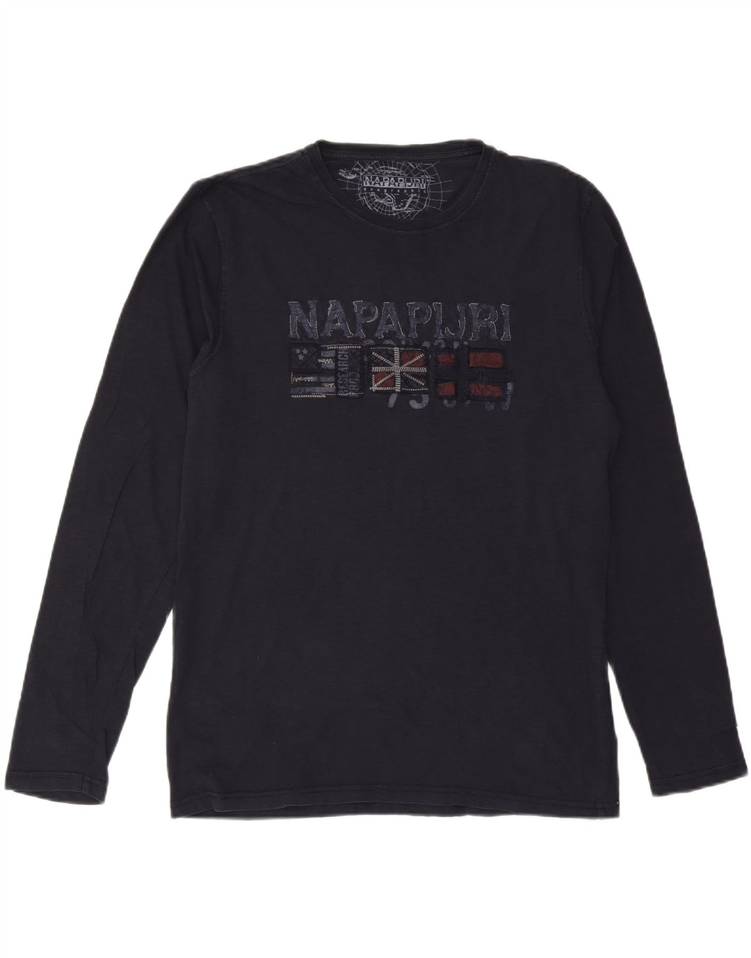 NAPAPIJRI Mens Geographic Graphic Top Long Sleeve XL Navy Blue