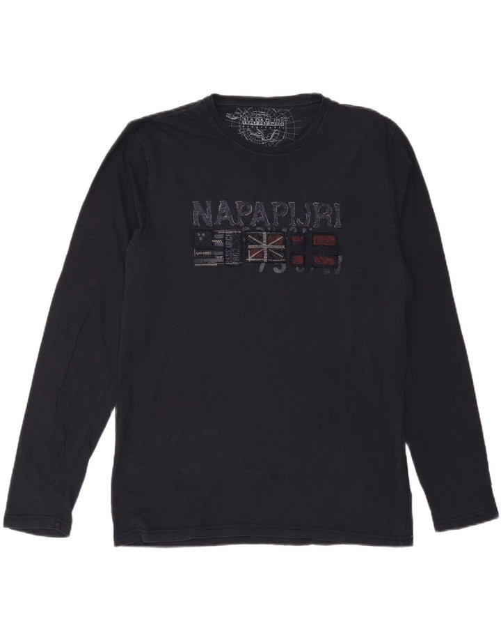 NAPAPIJRI Mens Geographic Graphic Top Long Sleeve XL Navy Blue