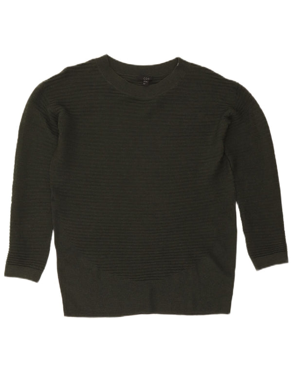 Cos Womens Oversized Boat Neck Jumper Sweater UK 6 XS Khaki Wool