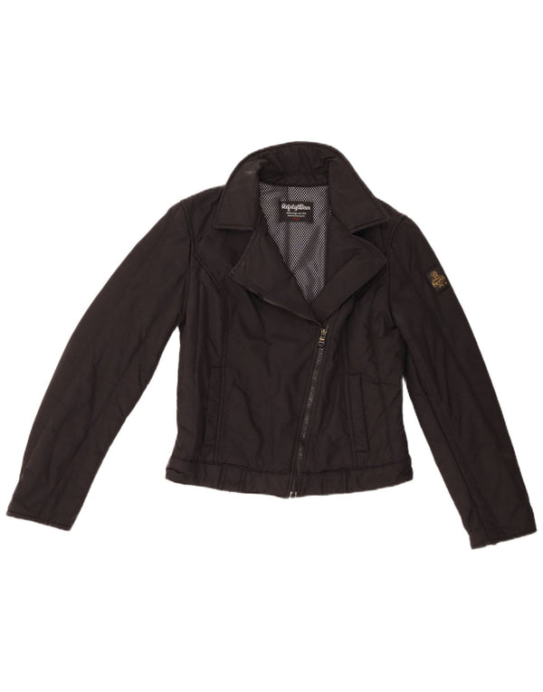 Refrigiwear Womens Biker Jacket UK 12 Medium Black Nylon