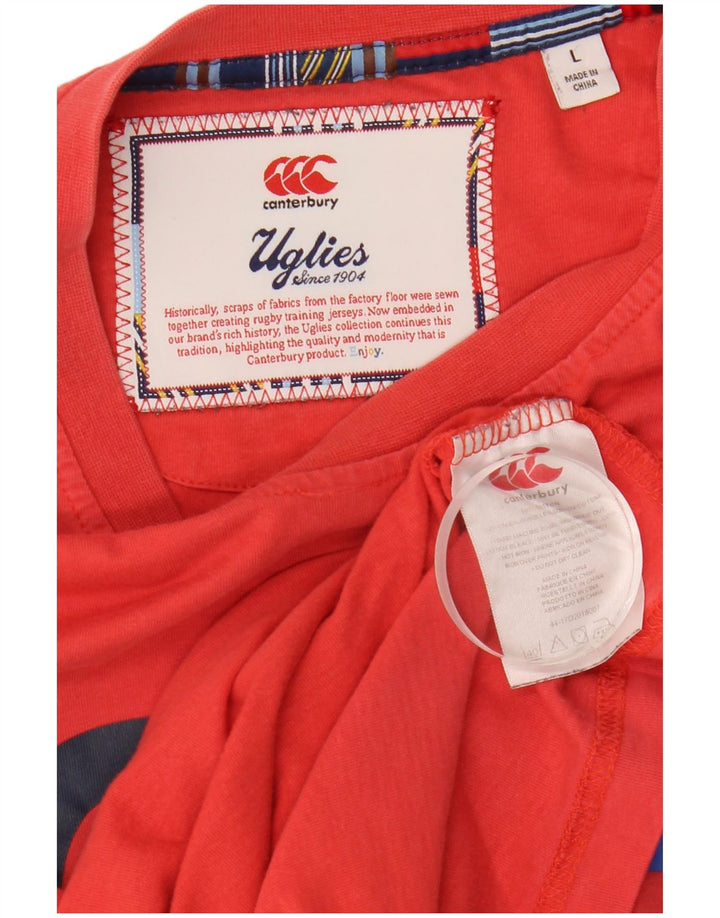 CANTERBURY Mens Graphic T-Shirt Top Large Red Cotton