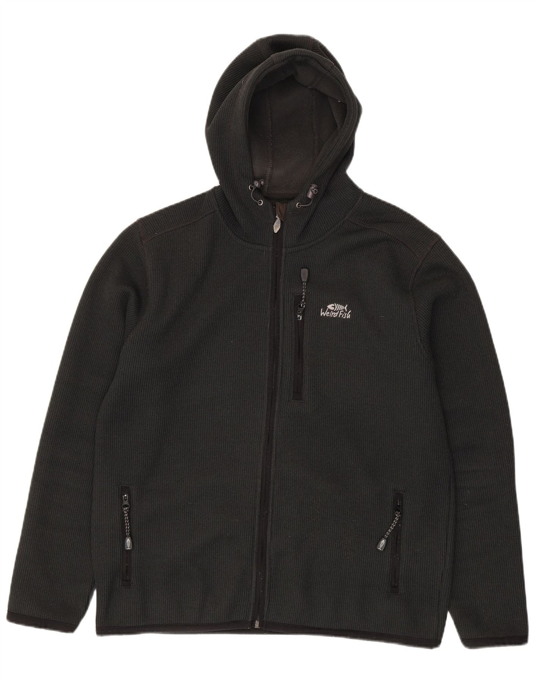 Weird Fish Mens Zip Hoodie Sweater Large Grey Polyester