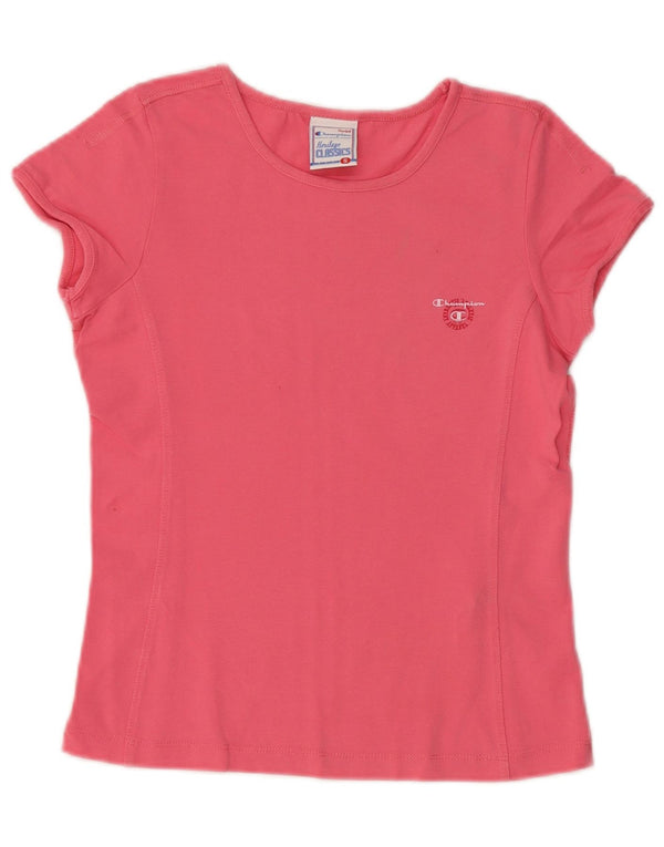 CHAMPION Womens Heritage Classics Crop T-Shirt Top UK 8 Small Pink Cotton